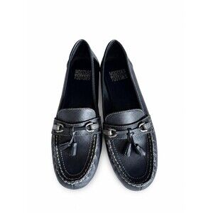 Mootsies Tootsies Womens Black Leather Tassel Loafer Flat Size 7.5M